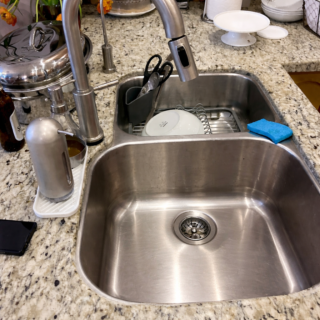 Kitchen sink drain fully cleared and flowing after professional service in Richmond Hill