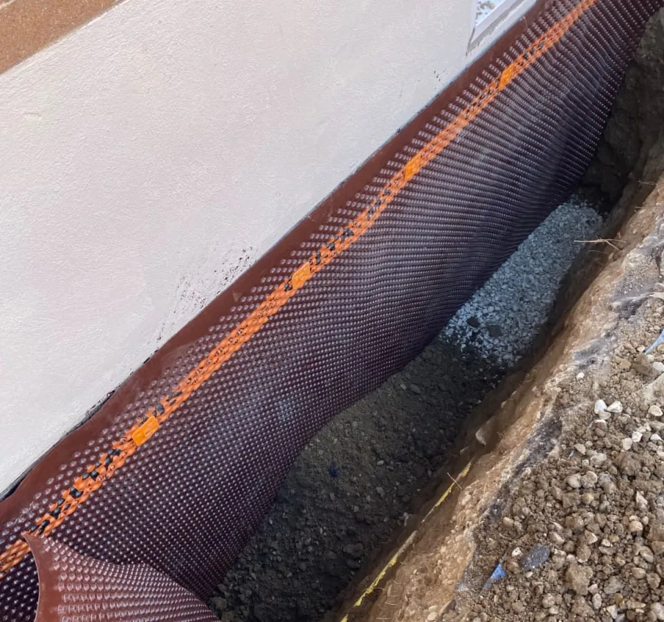 New weeping tile installation replacing failed drainage system in Barrie