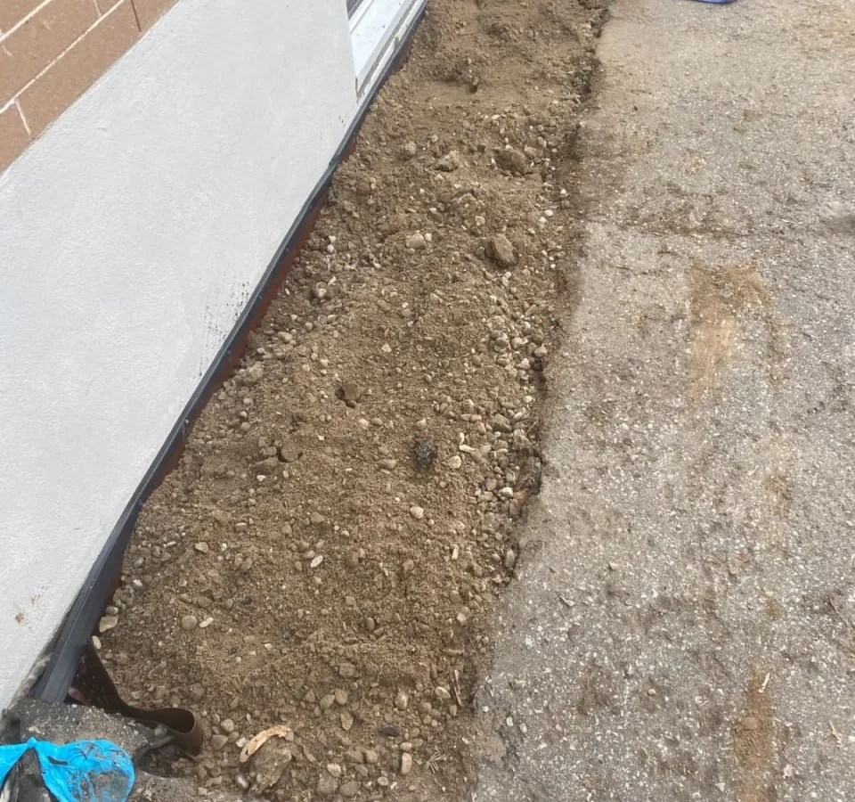 Completed two-wall exterior waterproofing project in Barrie rental property