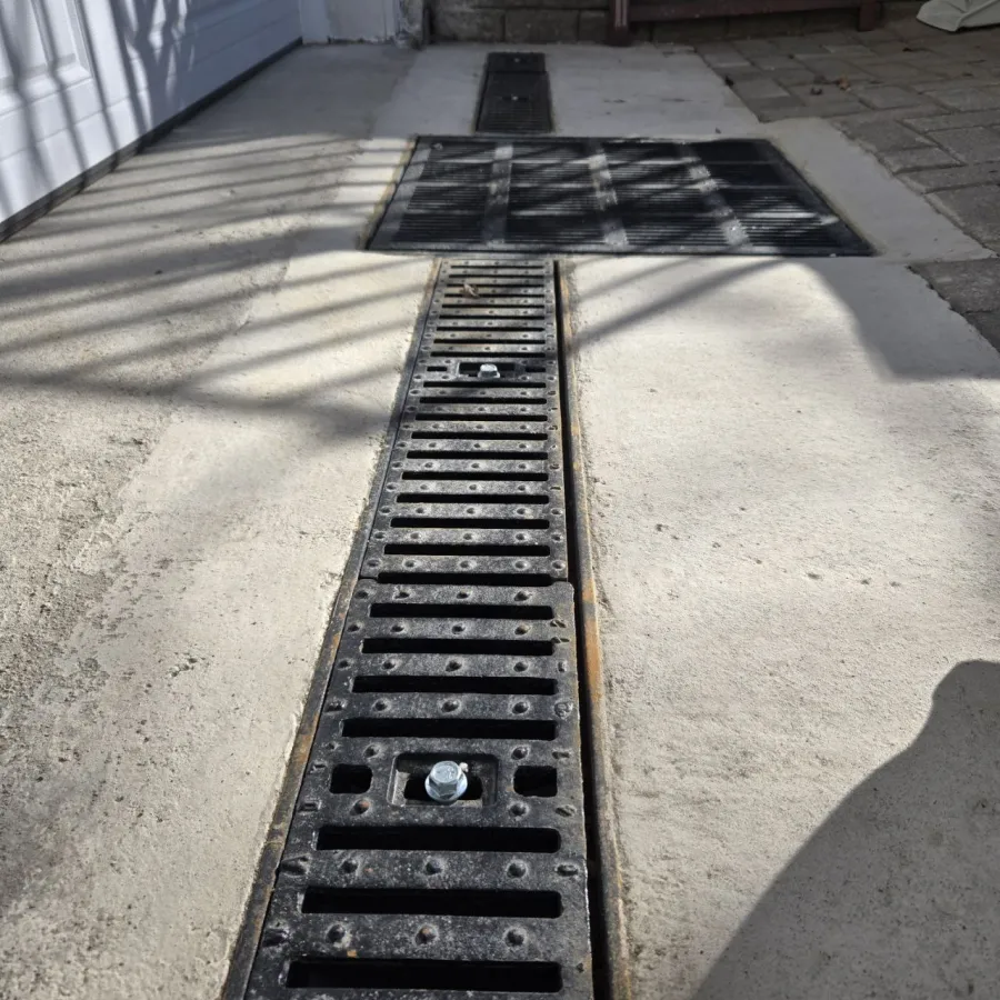 Trench drain system installation in North York garage floor