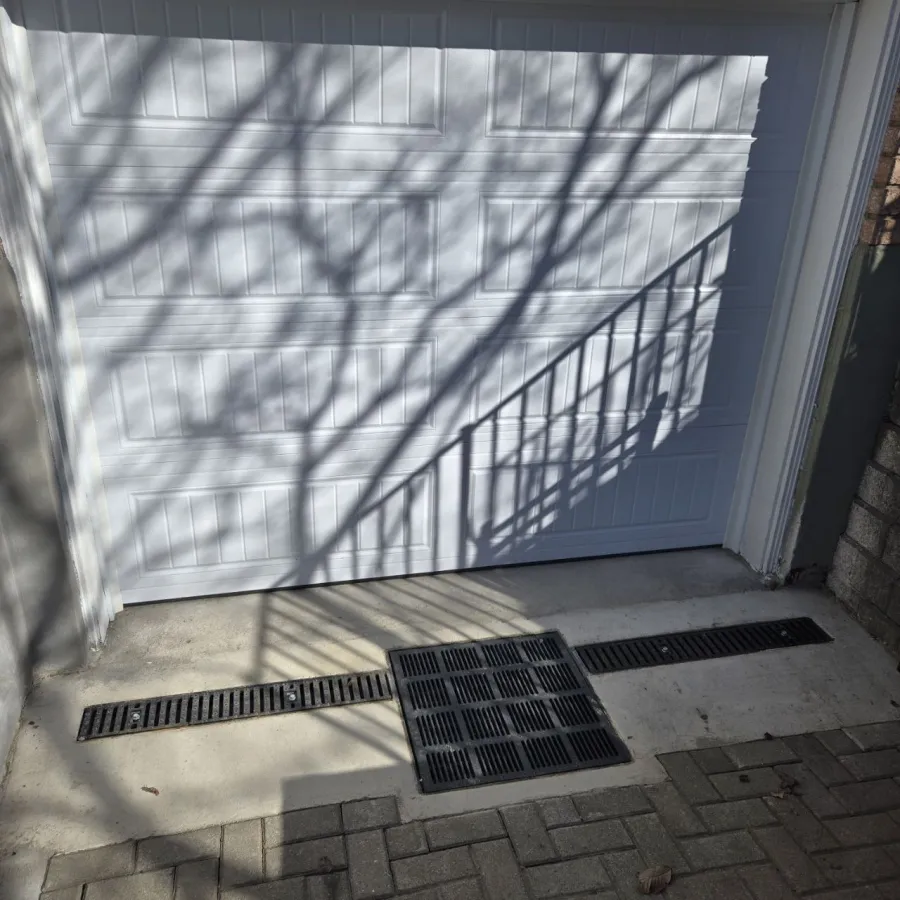 Garage trench drain installation in North York - excavation and preparation work