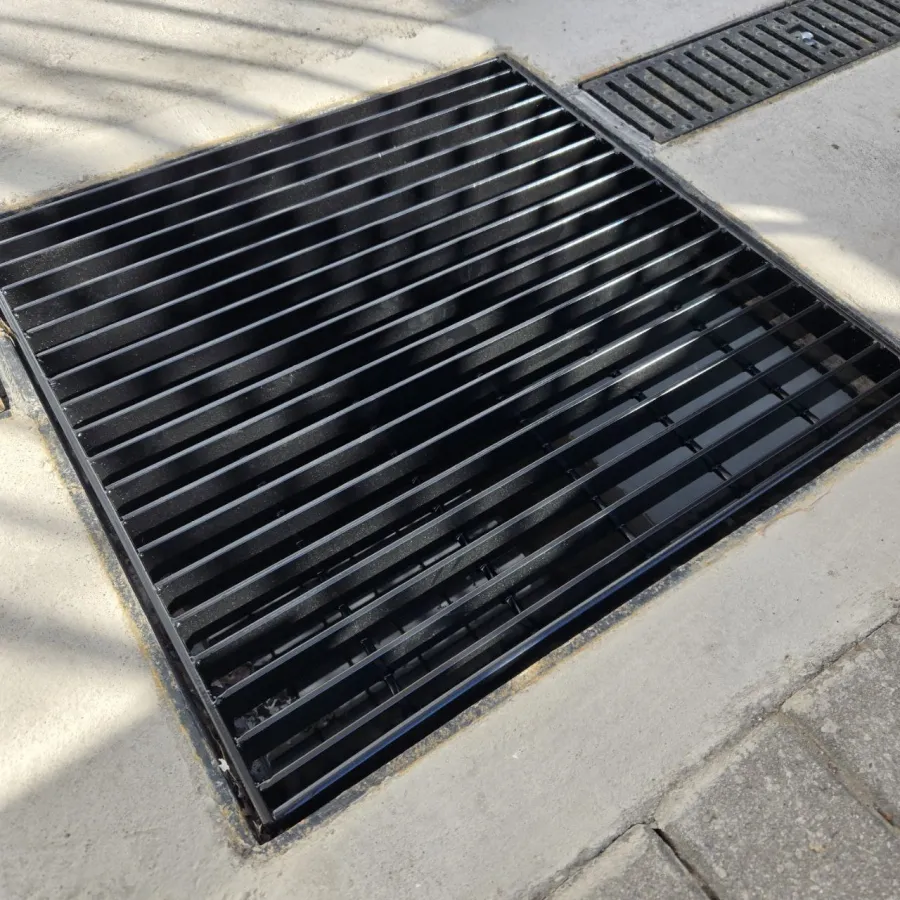 Professional trench drain installation with drainage connections