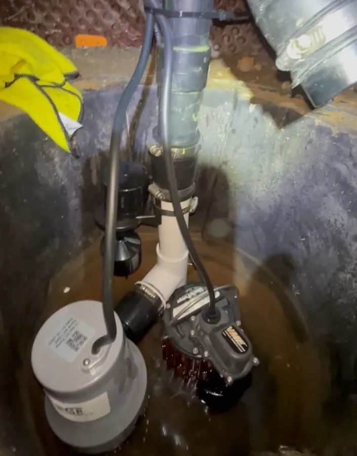 Completed sump pump installation in Georgina home basement